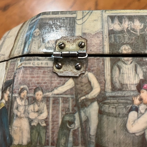 Antique Anton Pieck wooden provincial town graphic flip top purse. Amazing! - Picture 15 of 15